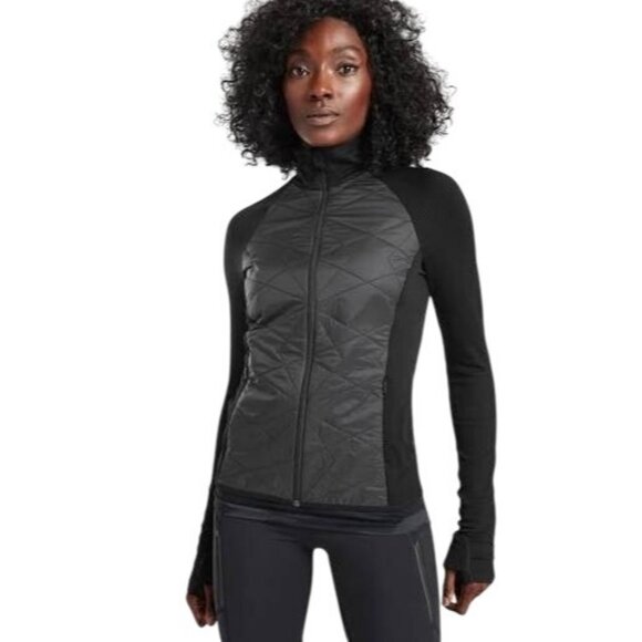 Athleta Flurry Force Insulated Primaloft Jacket S Black Full Zip Quilted Active - Picture 1 of 7